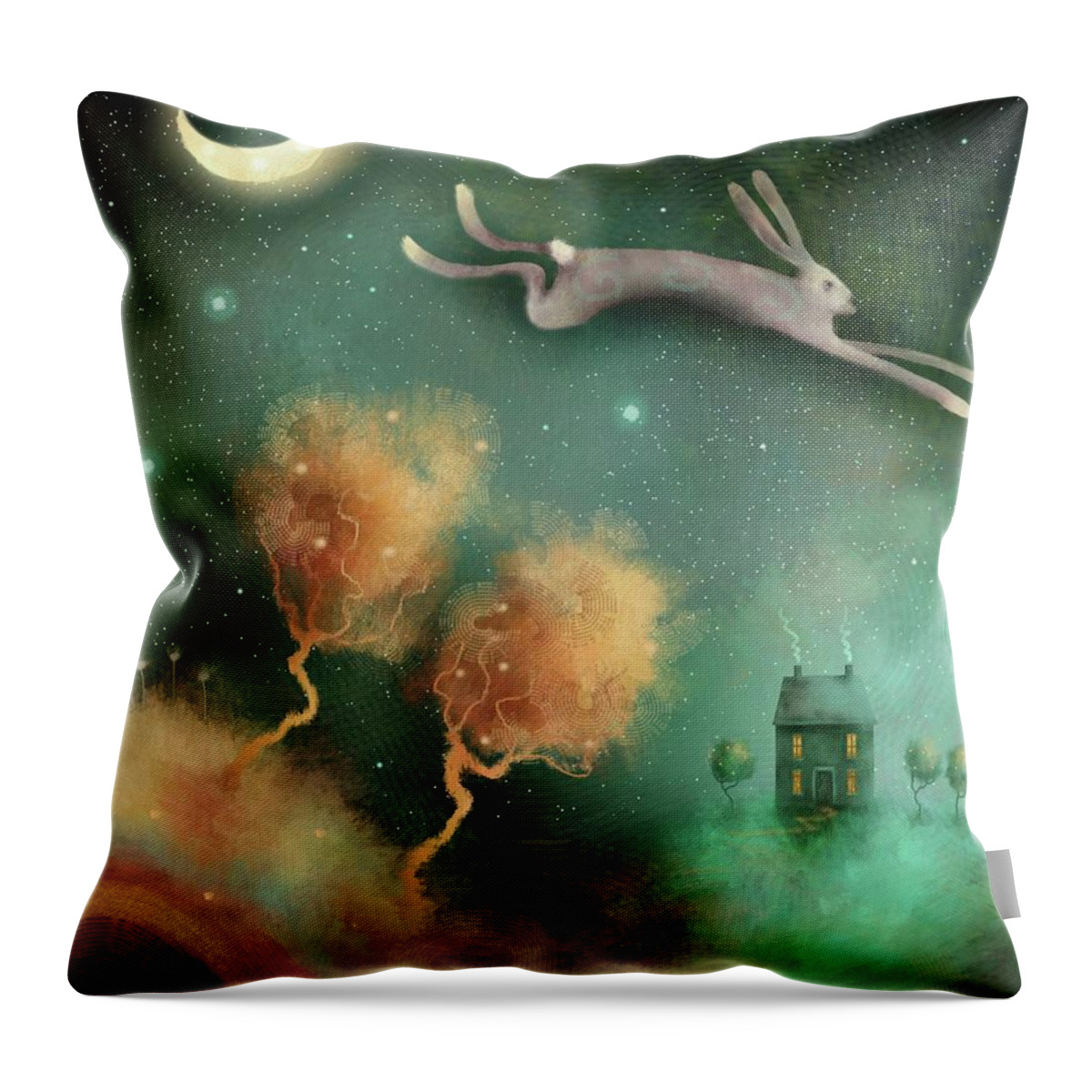 Landscape Throw Pillow featuring the painting Racing The Moon by Joe Gilronan