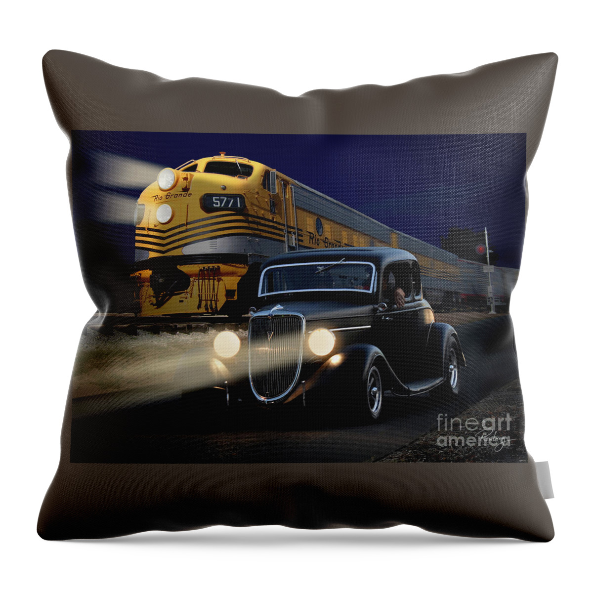 1934 Throw Pillow featuring the photograph Racing The Rio Grande by Ron Long