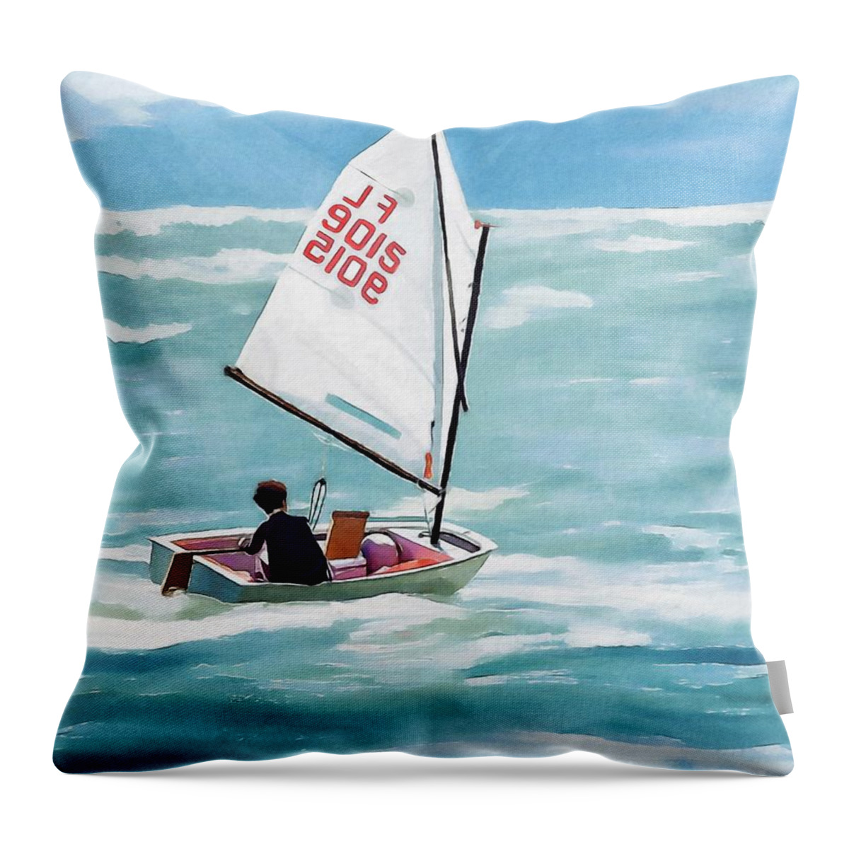 Sailing Throw Pillow featuring the painting Racing the Wind by Tammy Lee Bradley