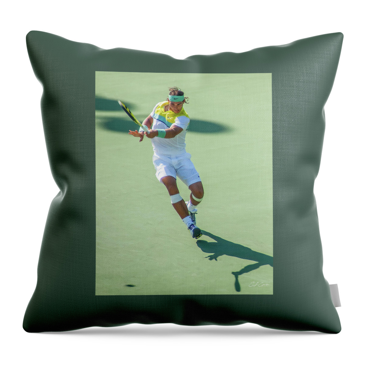 Rafael Nadal Throw Pillow featuring the photograph Rafael Nadal Shadow Play by Steven Sparks