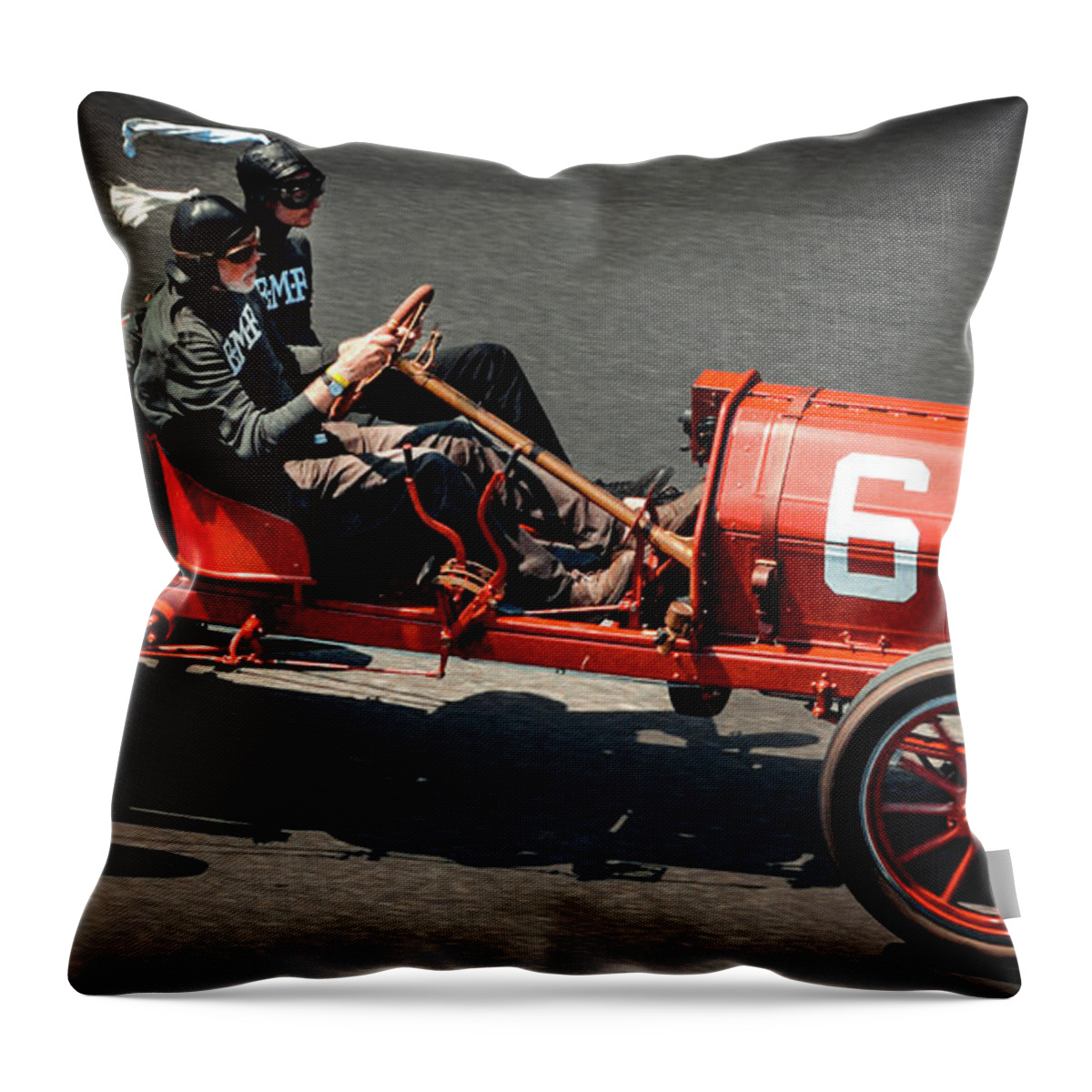 Indy Throw Pillow featuring the photograph 1909 E-M-F 30 at Indy by Josh Williams