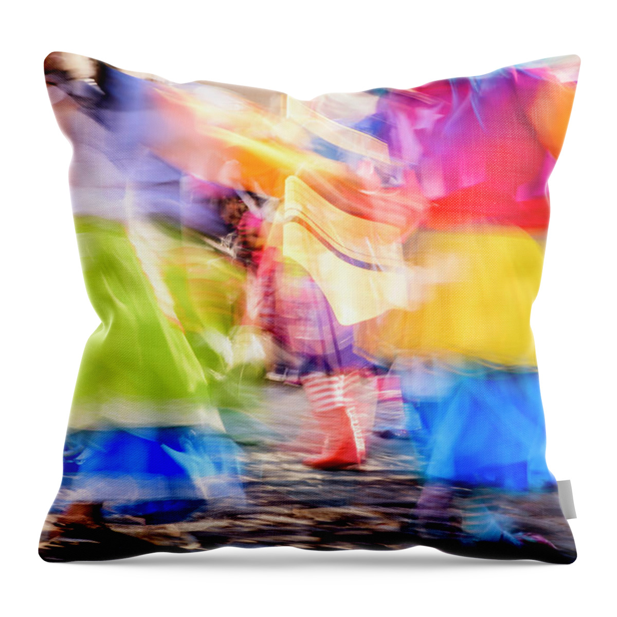 Central America Throw Pillow featuring the photograph Rainbow dancers by Lucy Brown