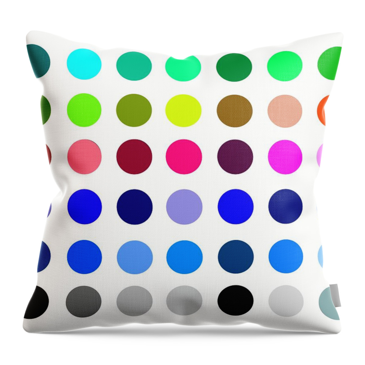 Polkadot Throw Pillow featuring the digital art Rainbow Polkadot and White by Marianna Mills