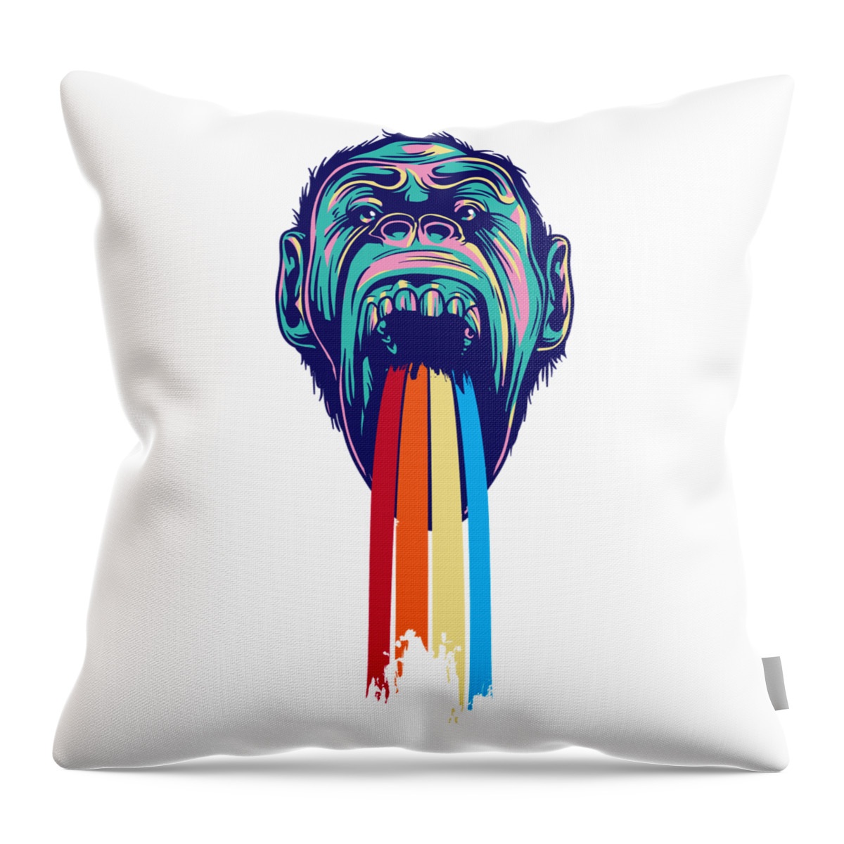 Lgbtq Throw Pillow featuring the digital art Rainbow Tongued Monkey by Jacob Zelazny