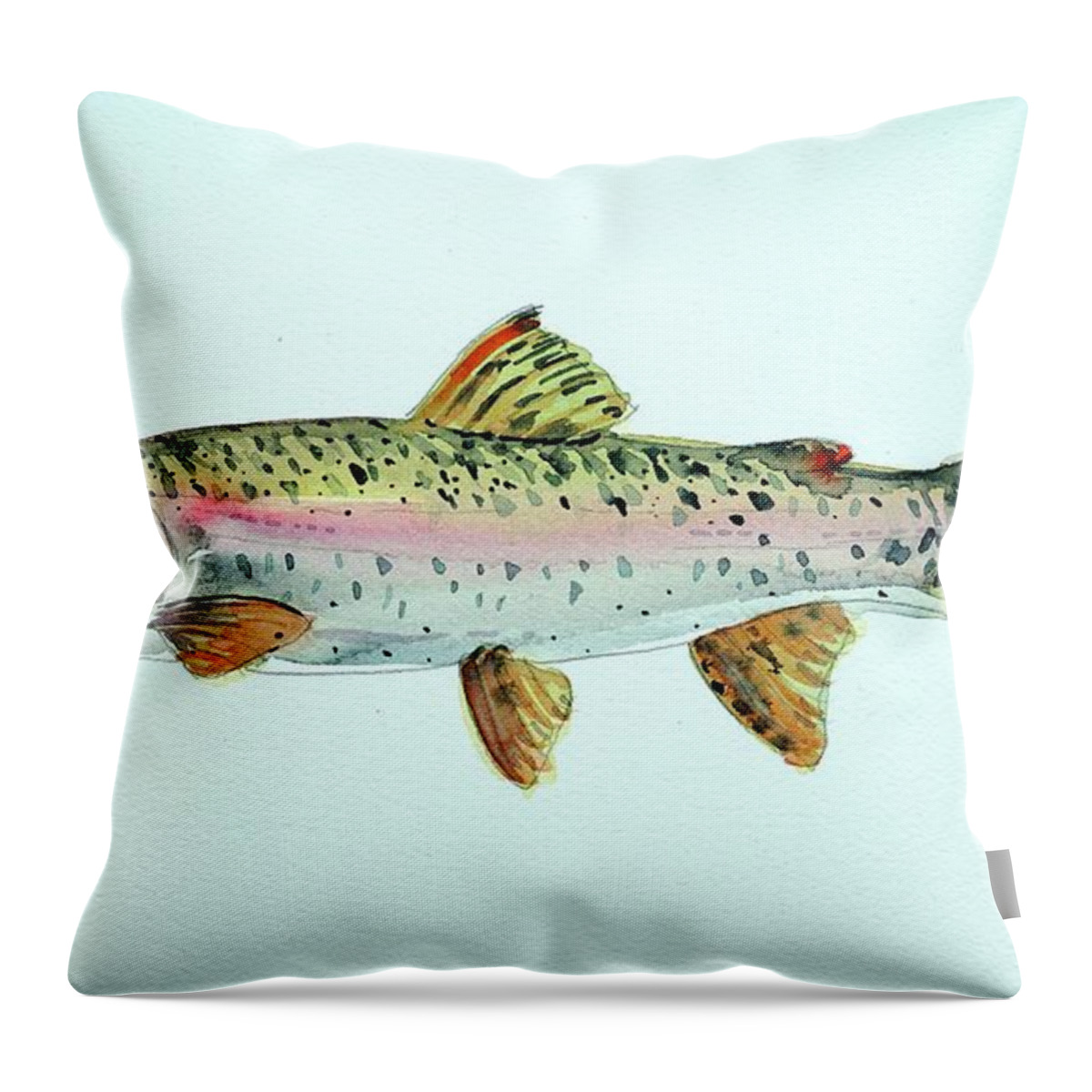 Fishing Throw Pillow featuring the painting Rainbow Trout by Luisa Millicent