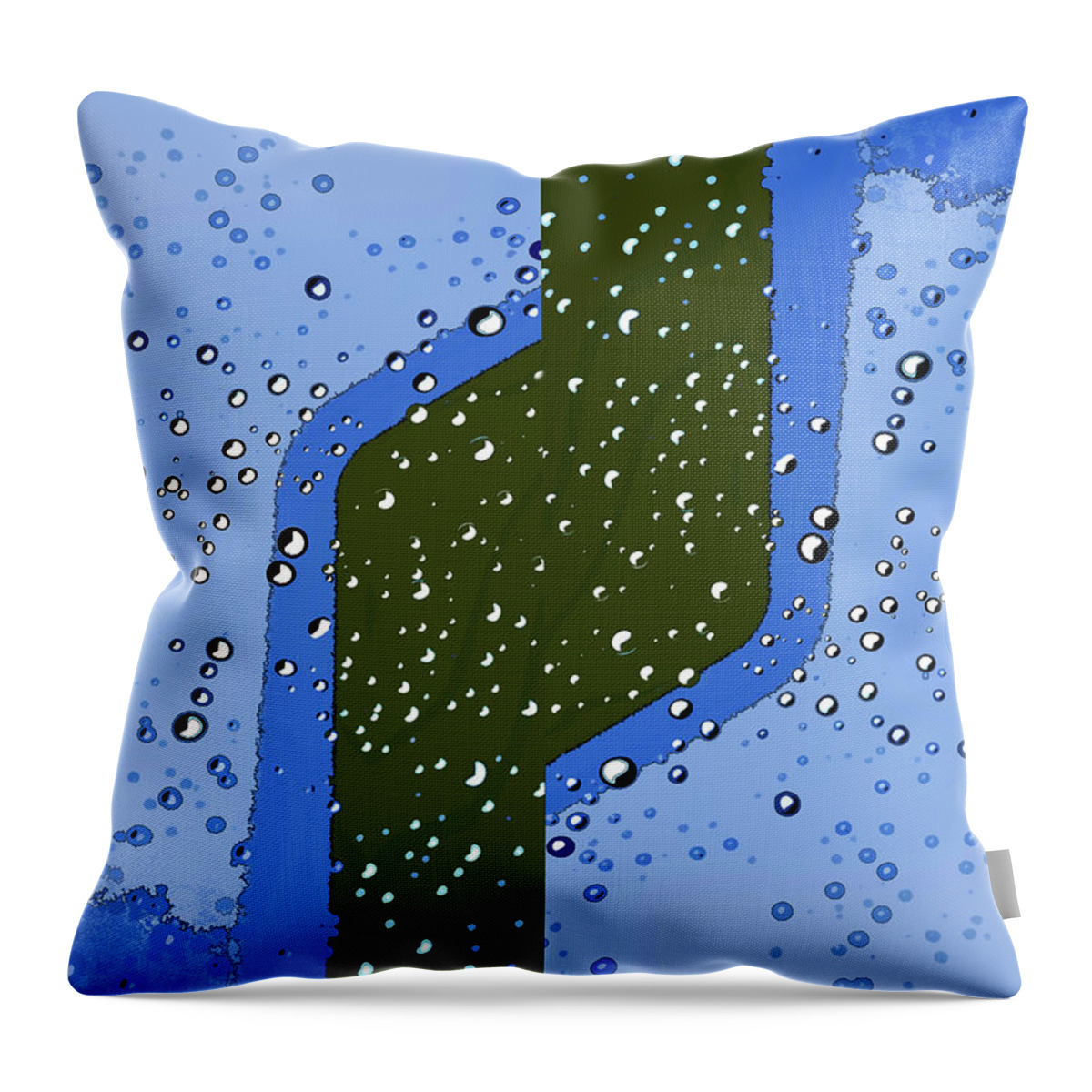 Linda Brody Throw Pillow featuring the digital art Raindrops 6a Abstract by Linda Brody