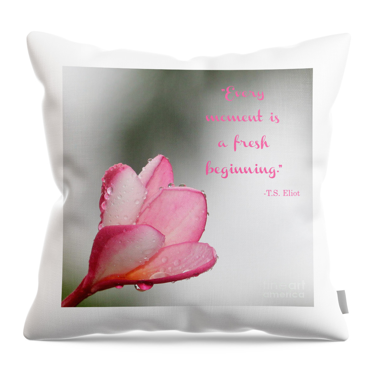 Flower Throw Pillow featuring the photograph Raindrops on a plumeria flower by Joanne Carey
