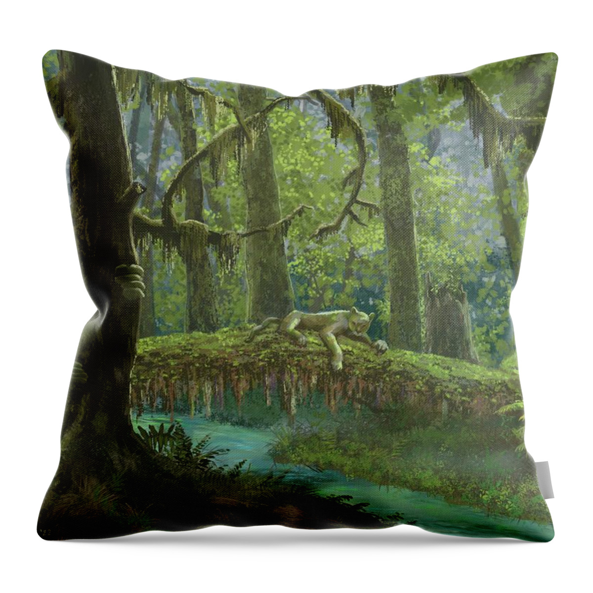 Rainforest Throw Pillow featuring the painting Rainforest Afternoon by Don Morgan