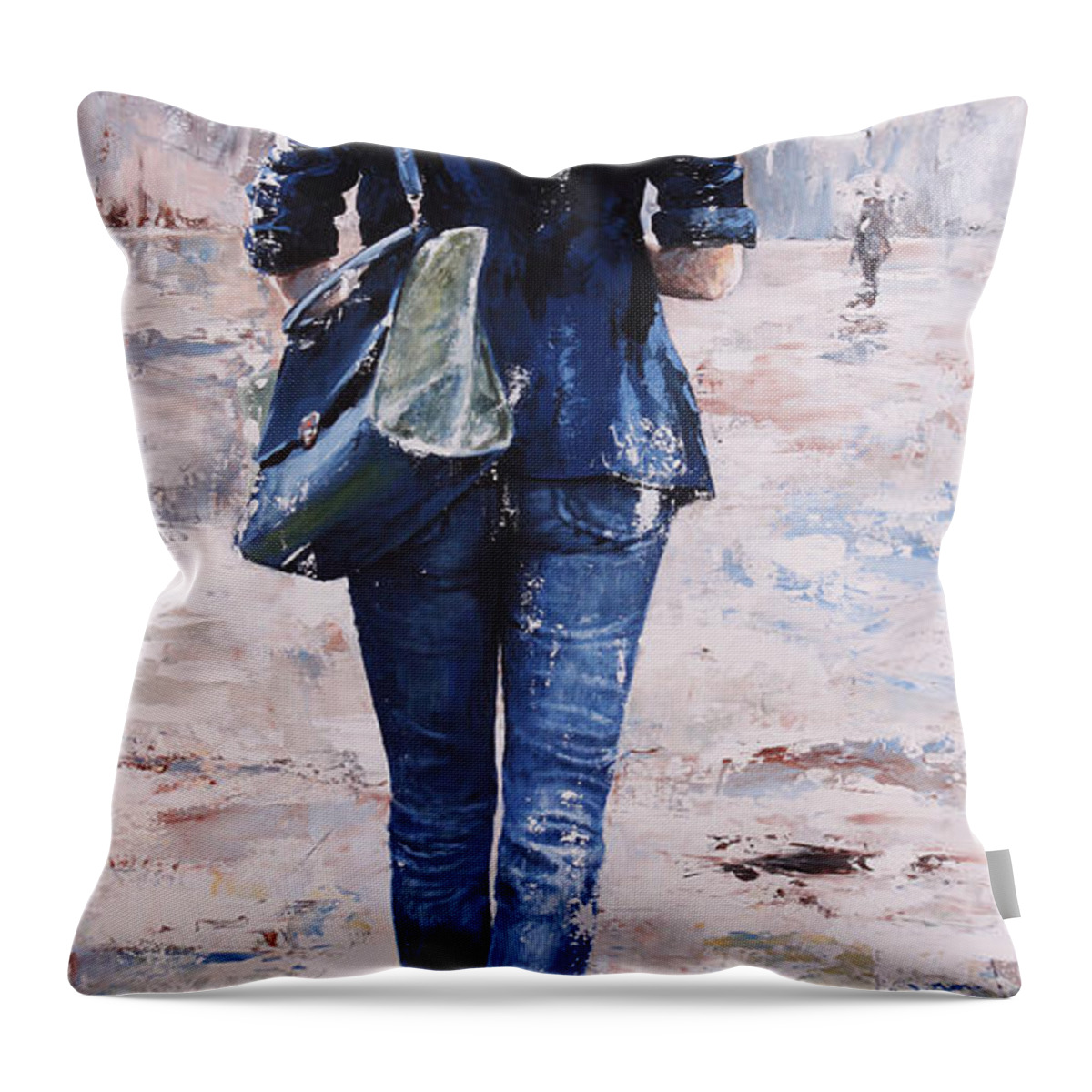 Rain Throw Pillow featuring the painting Rainy Day #22 by Emerico Imre Toth