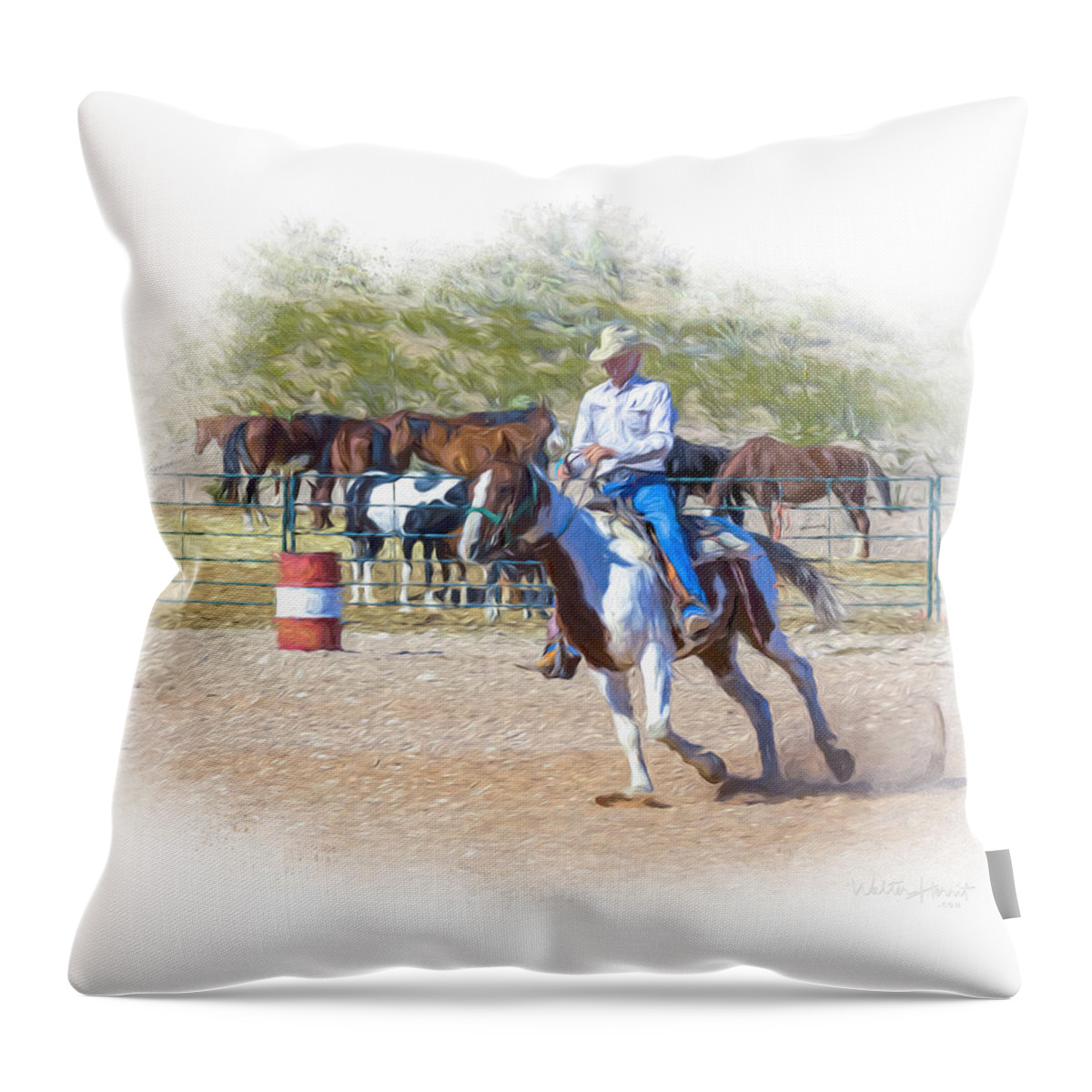 Cowboy Throw Pillow featuring the digital art Ranch Rider Digital Art Painting by Walter Herrit