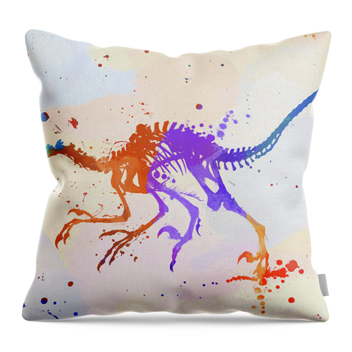 Raptor Color Splash Throw Pillow featuring the painting Raptor Color Splash by Dan Sproul