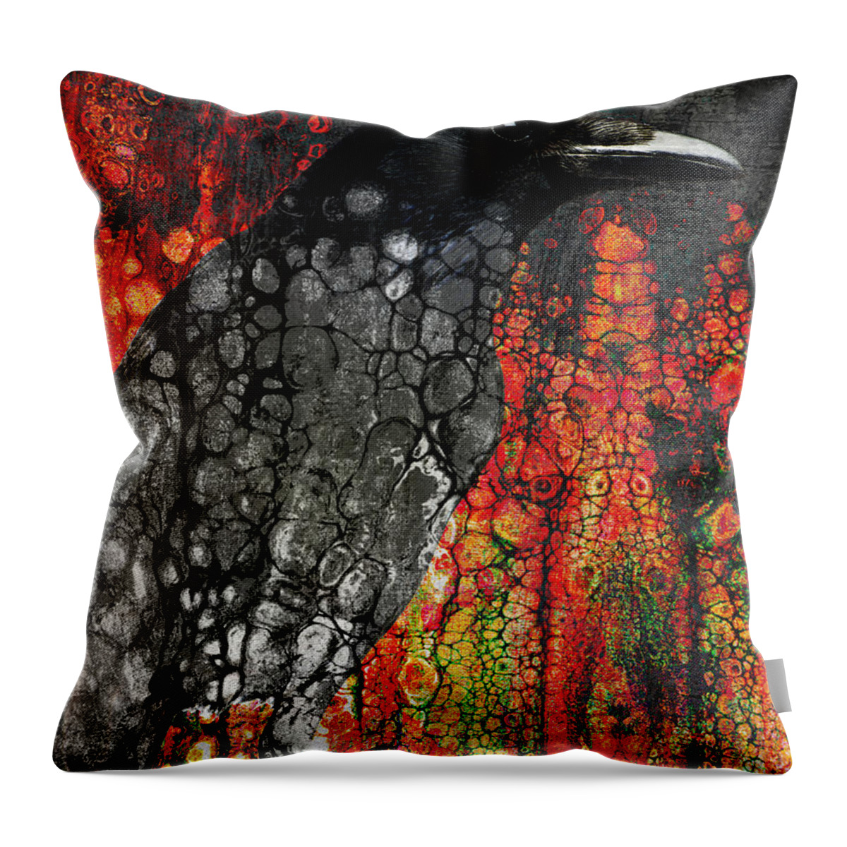 Raven Throw Pillow featuring the digital art Raven Semi Abstract by Sandra Selle Rodriguez