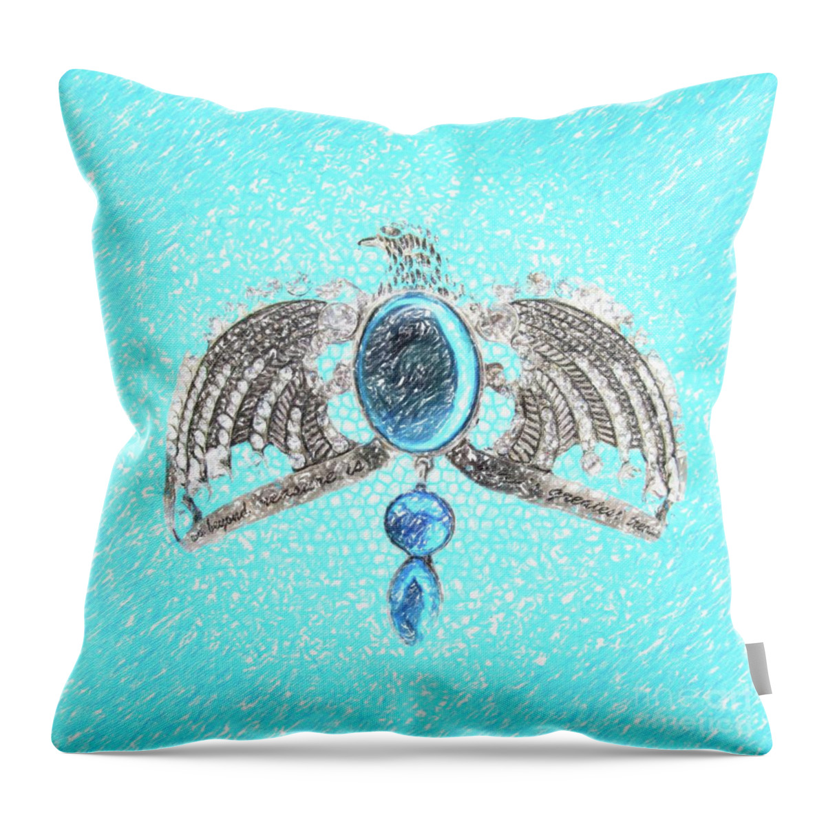 Harry Throw Pillow featuring the drawing Ravenclaws by Darrell Foster