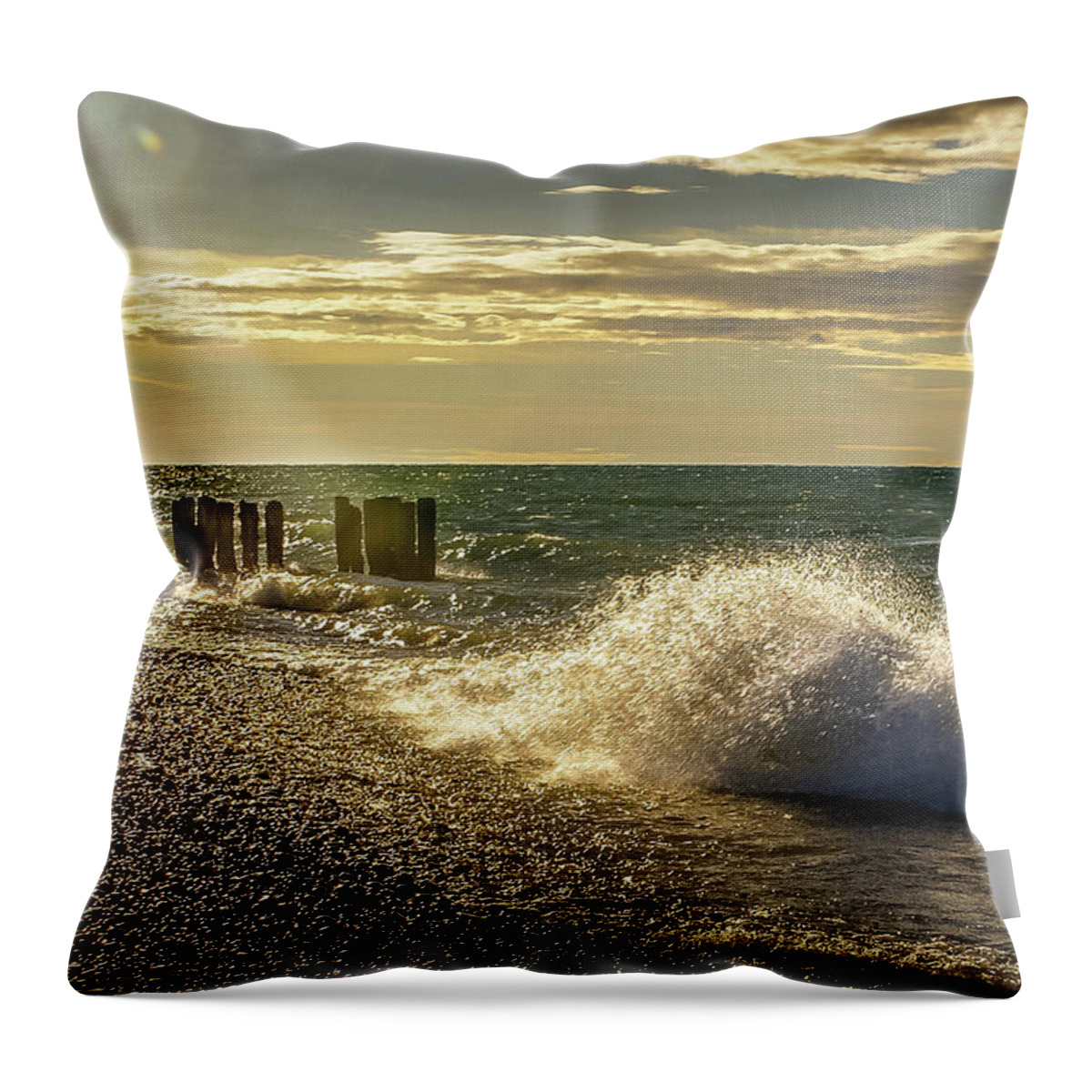 Lake Superior Throw Pillow featuring the photograph Rays and Waves by Deb Beausoleil