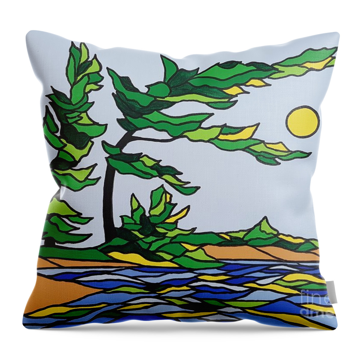 Landscape Throw Pillow featuring the painting Reach for the Sun by Petra Burgmann