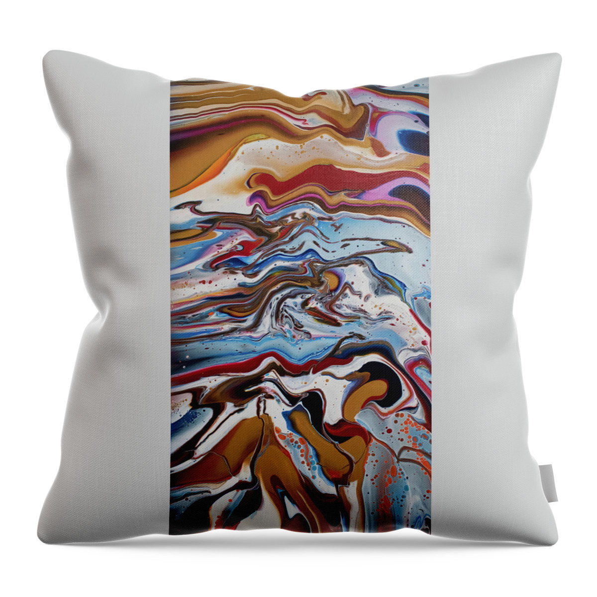 Pour Throw Pillow featuring the mixed media Reaching for gold by Aimee Bruno