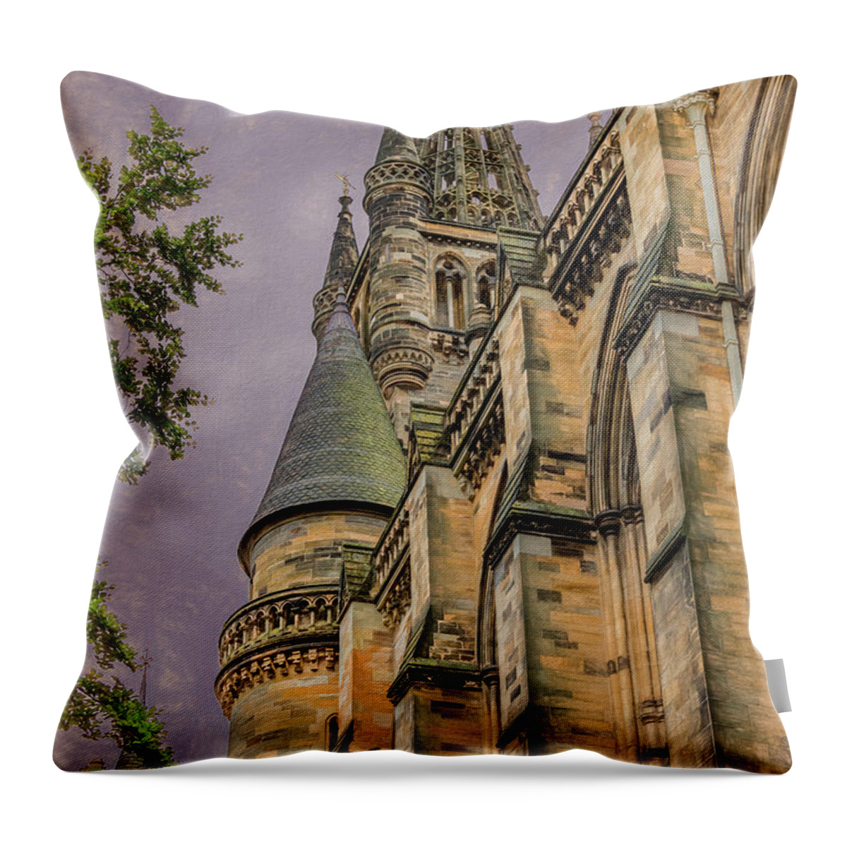 Glasgow Throw Pillow featuring the photograph Reaching New Heights in Glasgow by Marcy Wielfaert