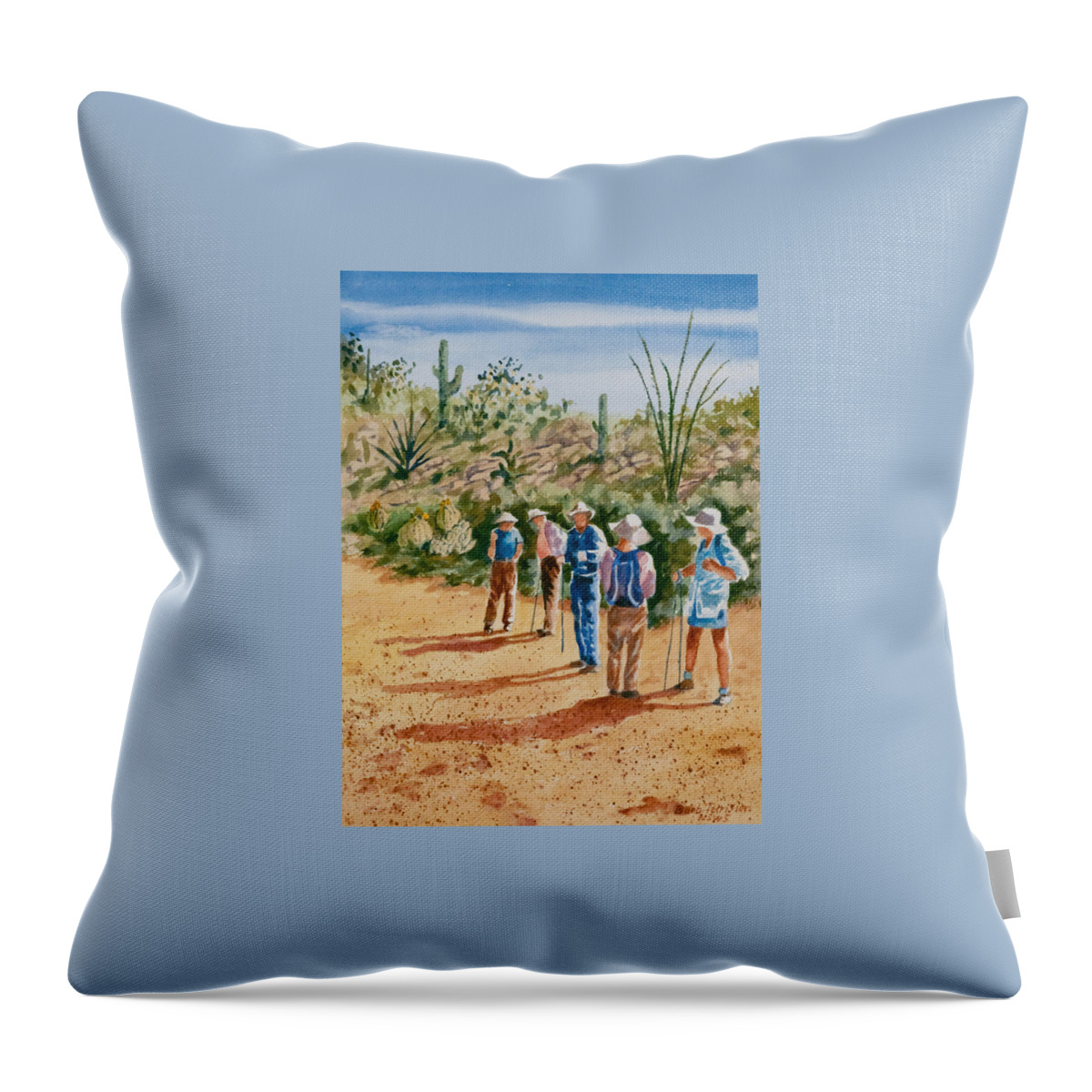 Hike Throw Pillow featuring the painting Ready to Hike by Barbara Parisien