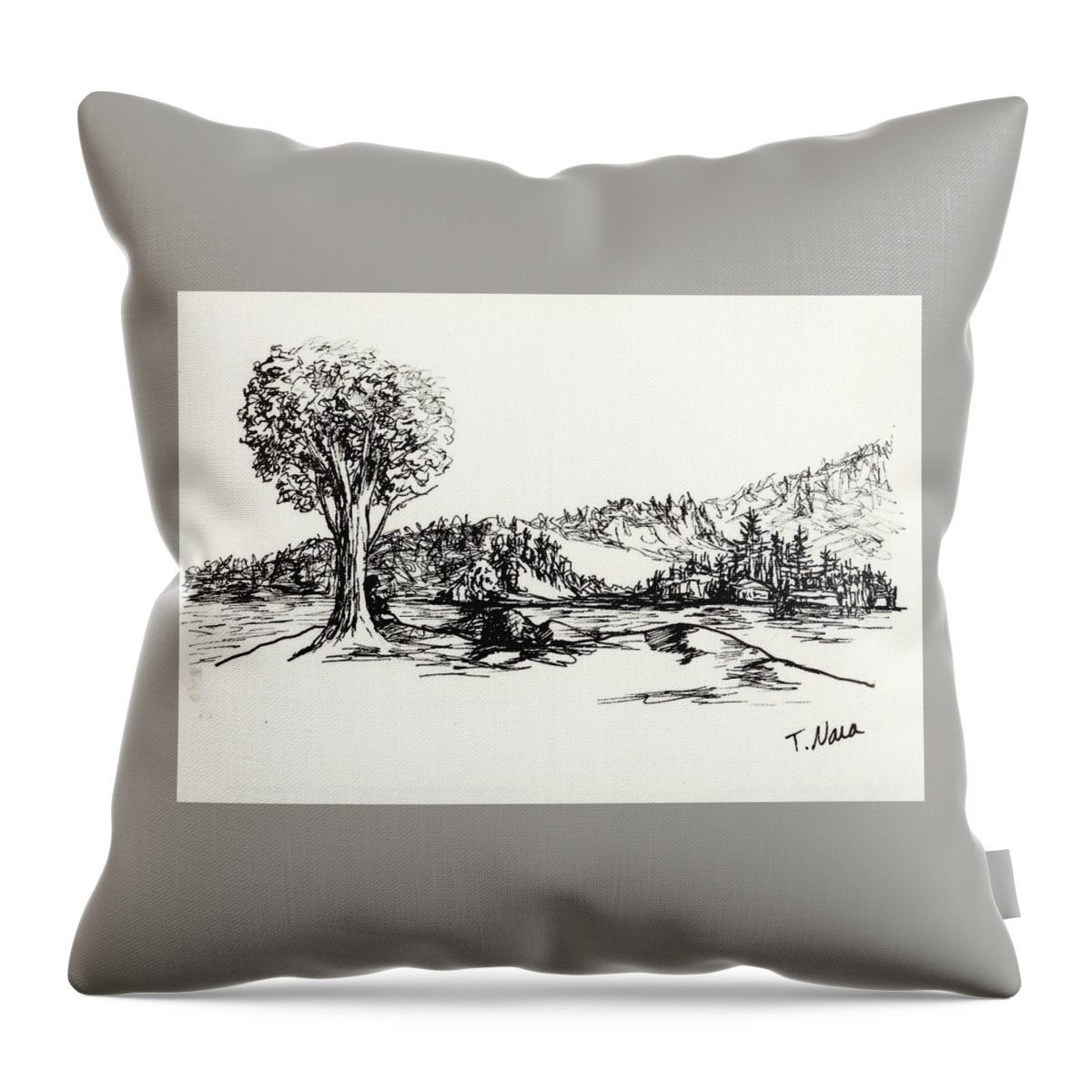 Ink Drawing Throw Pillow featuring the drawing Reconnect by Tammy Nara