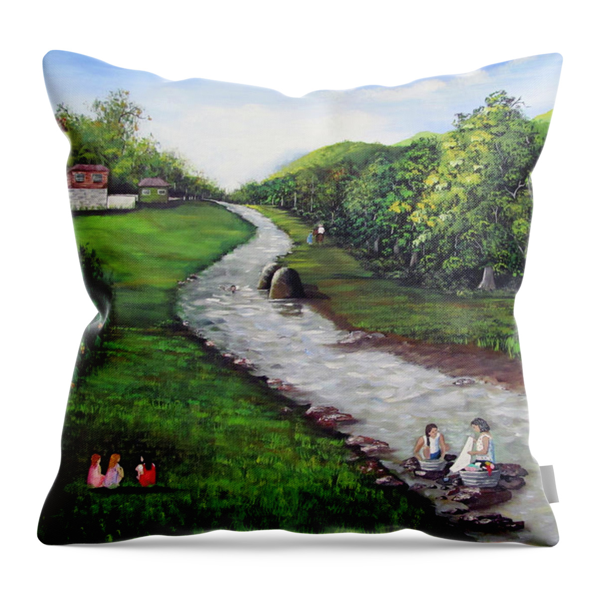 Remembering Throw Pillow featuring the painting Recordandote by Gloria E Barreto-Rodriguez