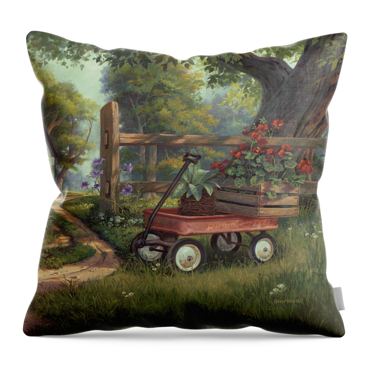 Michael Humphries Throw Pillow featuring the painting Red Accents by Michael Humphries