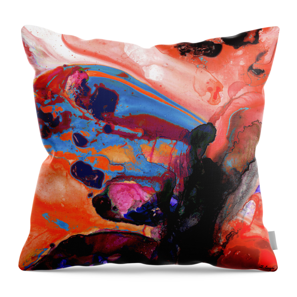 Red Throw Pillow featuring the painting Red And Blue Art - Prophet - Sharon Cummings by Sharon Cummings