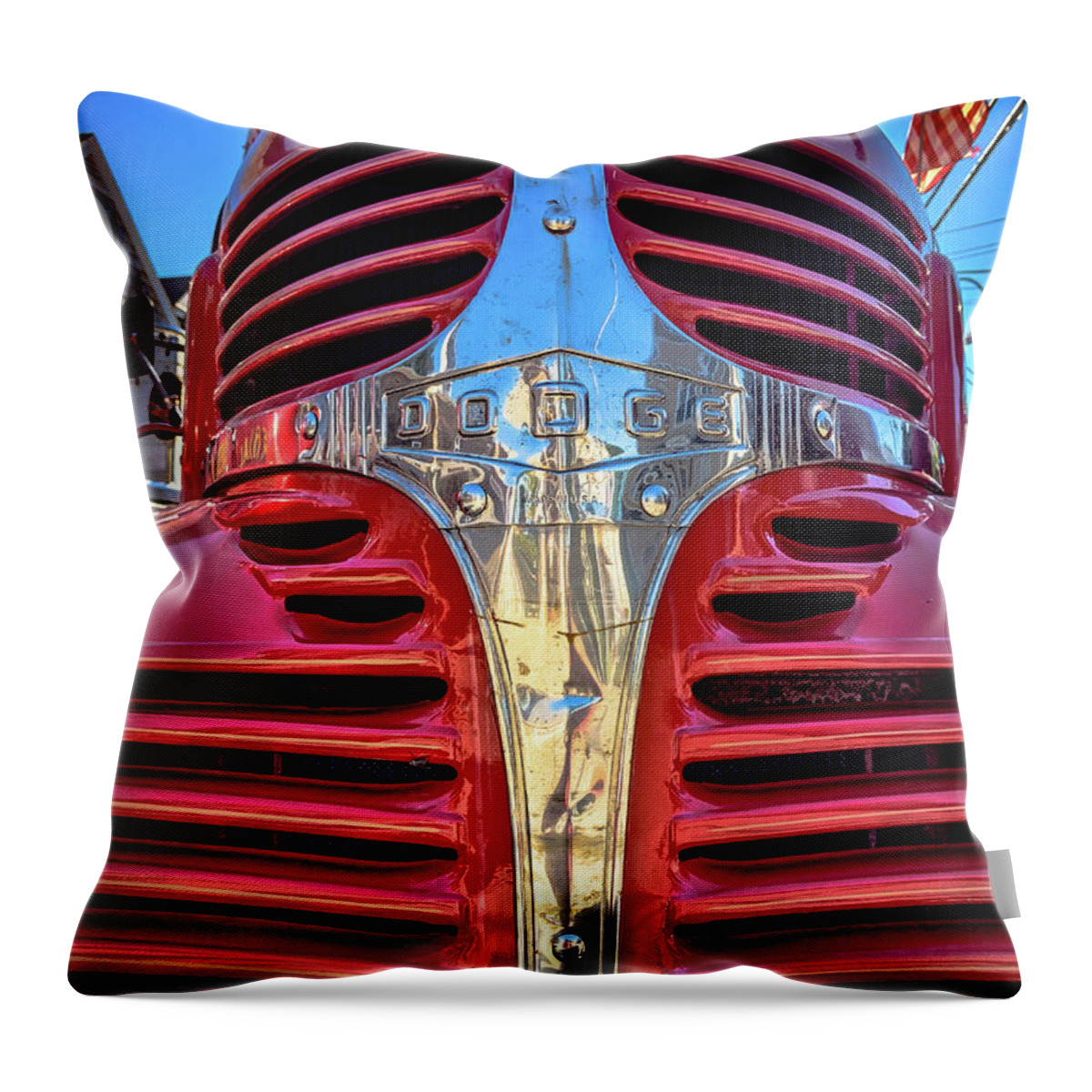 Fire Throw Pillow featuring the photograph Red and Chrome truck by Jim Feldman