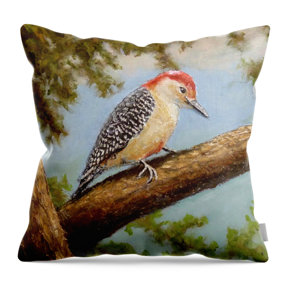 Bird Throw Pillow featuring the painting Red Belie by Joe Bergholm