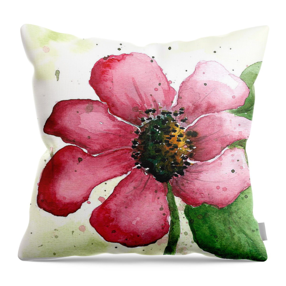 Red Blossom Throw Pillow featuring the painting Red blossom by Tatiana Fess