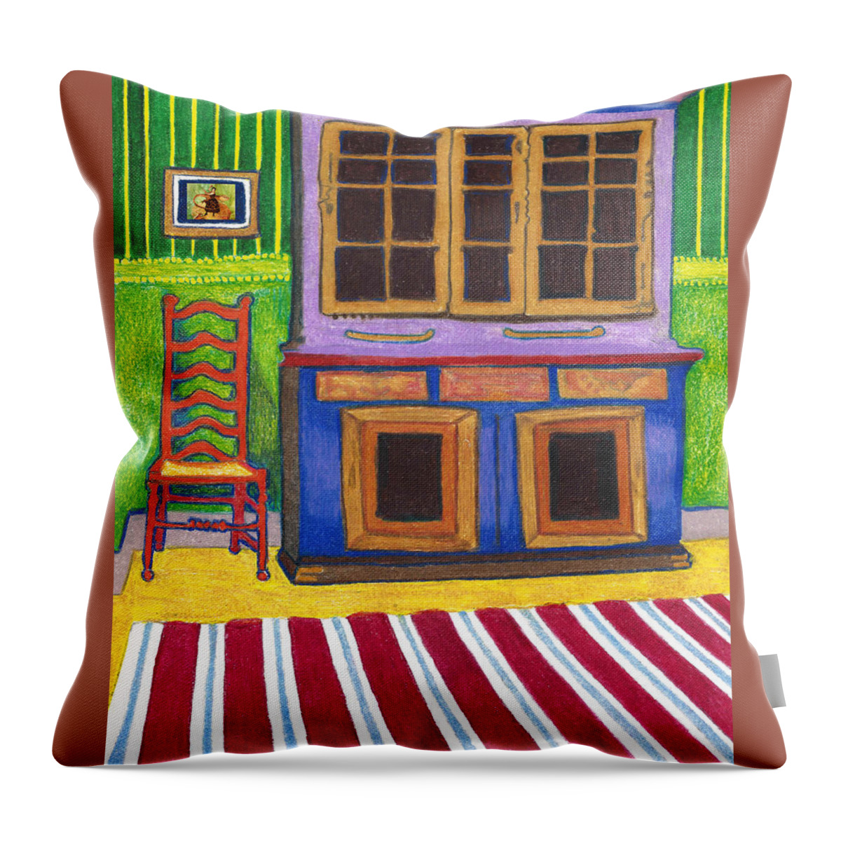 Interior Throw Pillow featuring the drawing Red Chair by Lorena Cassady