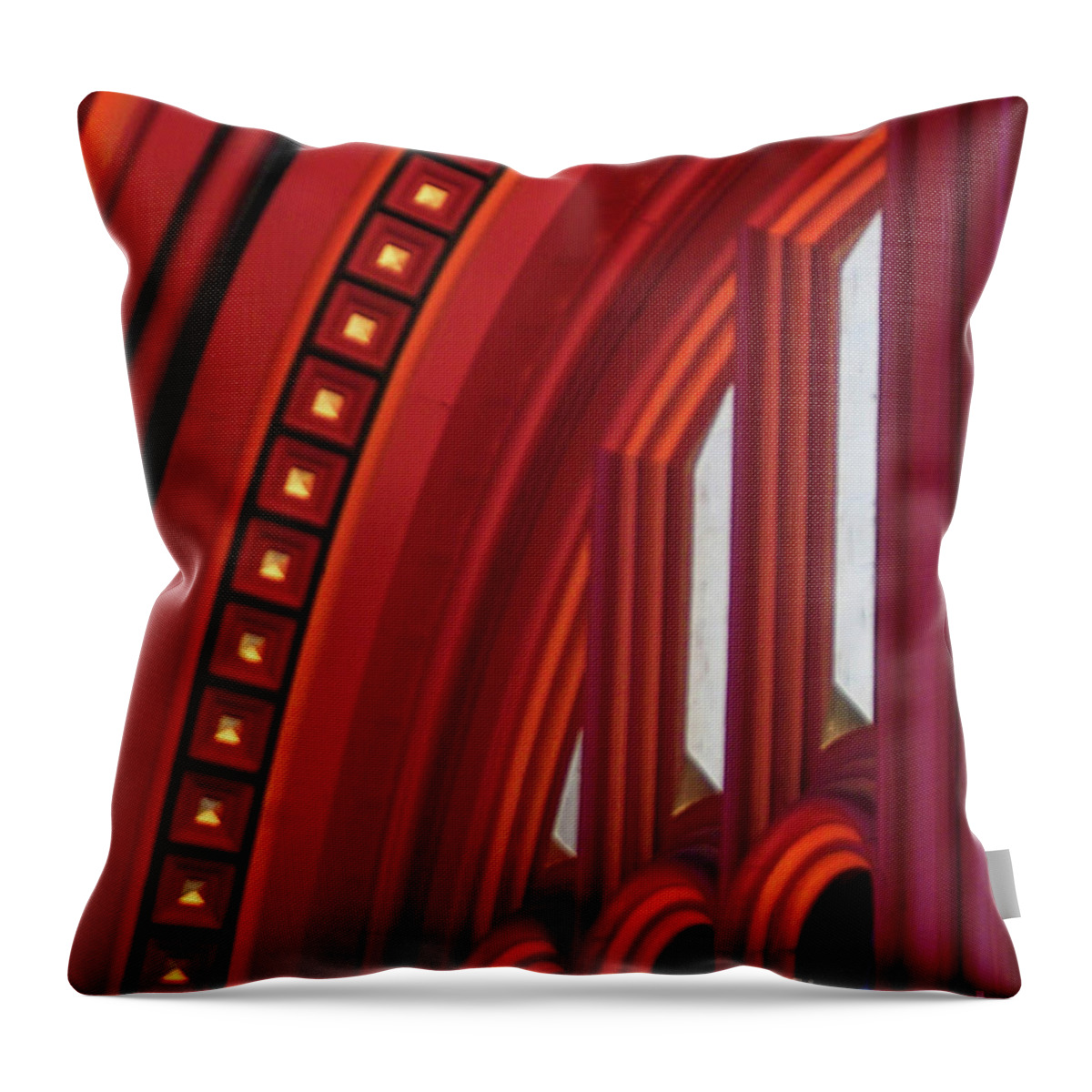 Red Throw Pillow featuring the photograph Red Door Abstract by Kimberly Blom-Roemer