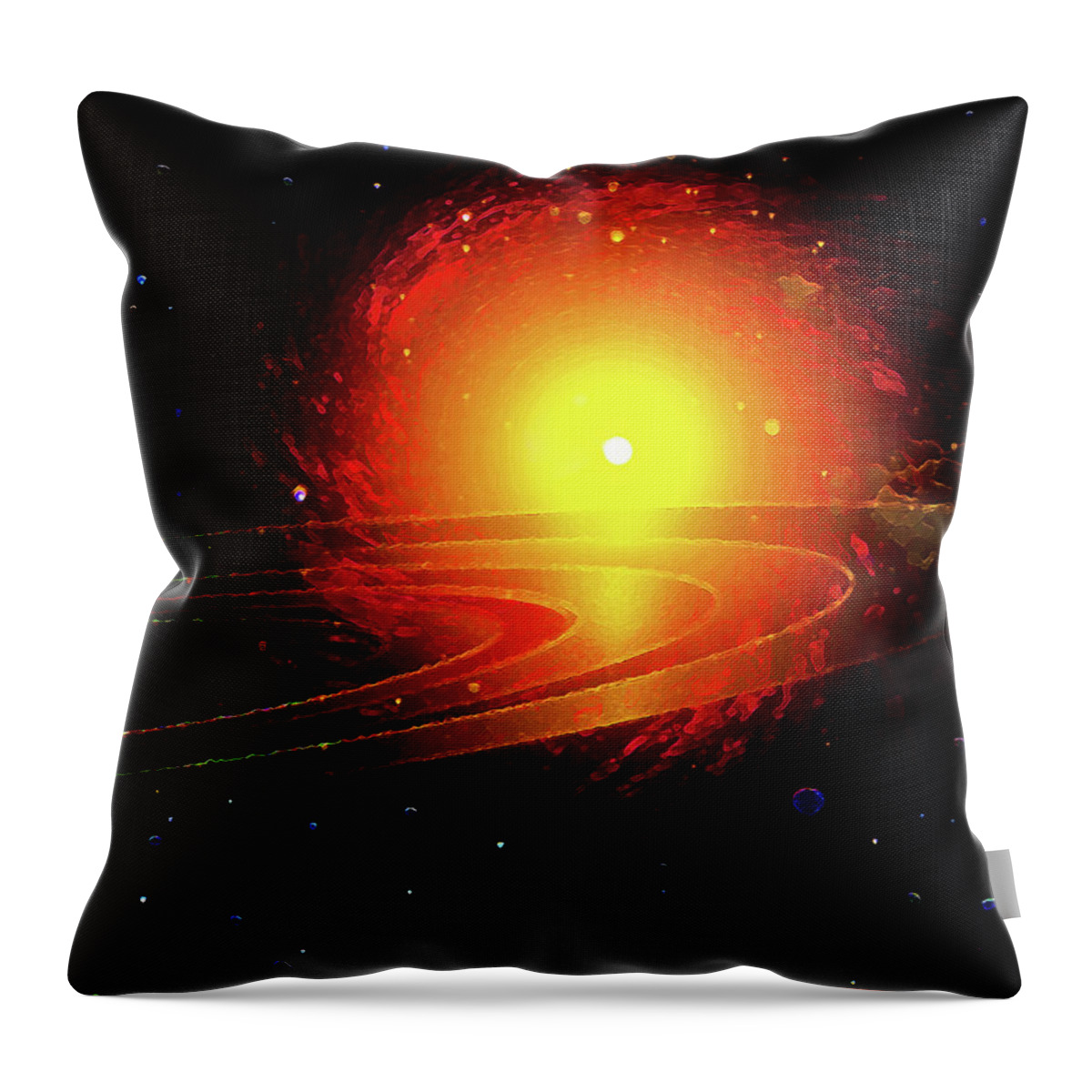 Throw Pillow featuring the digital art Red Dwarf, Yellow Giant Outer Space Background by Don White Artdreamer