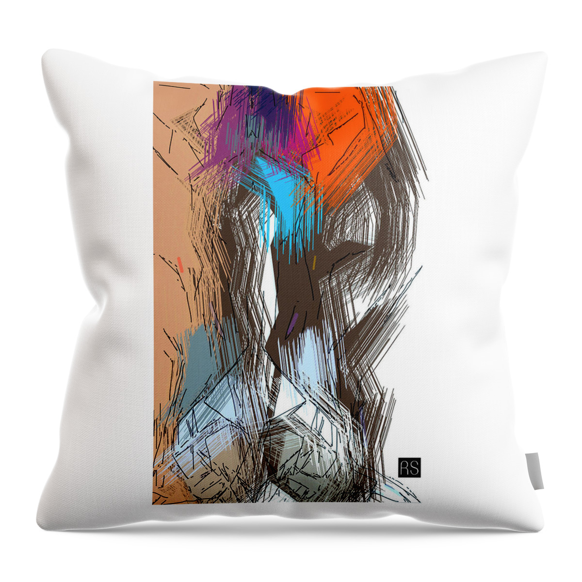Abstract Throw Pillow featuring the painting Red Haired Nude by Rafael Salazar