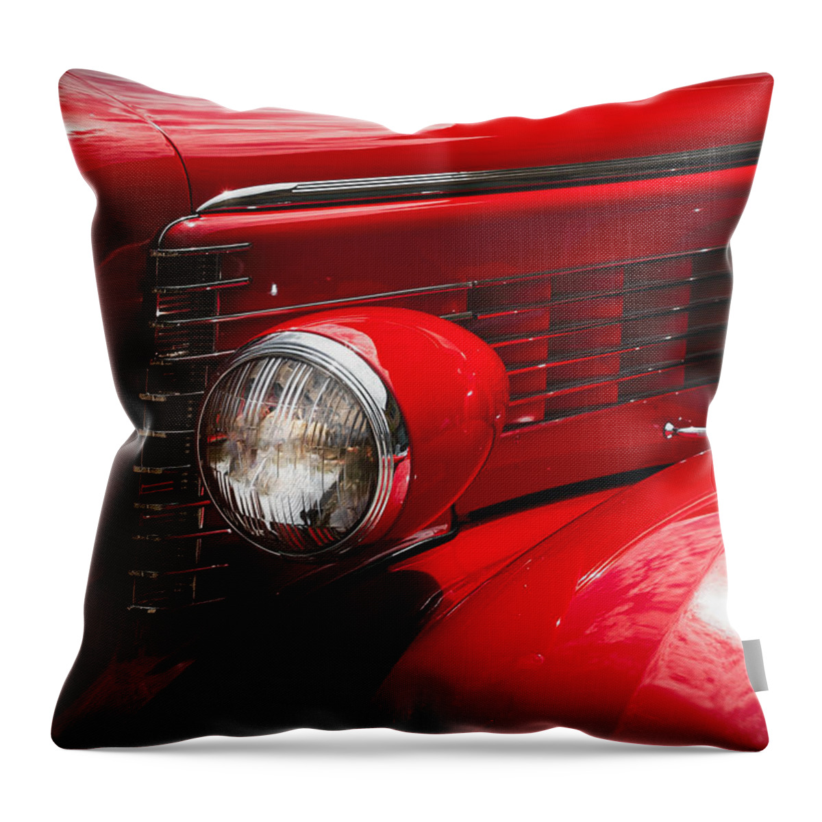 Classic Car Throw Pillow featuring the photograph Red Lasalle by Carrie Hannigan
