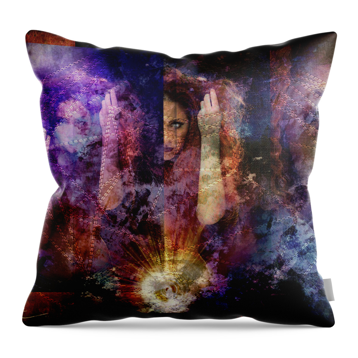 The Colby Files Throw Pillow featuring the digital art Red lioness in the twilight by Ricardo Dominguez