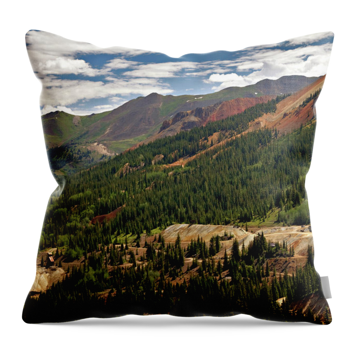 Abandoned Throw Pillow featuring the digital art Red Mountain Mining - 550 View by Lana Trussell
