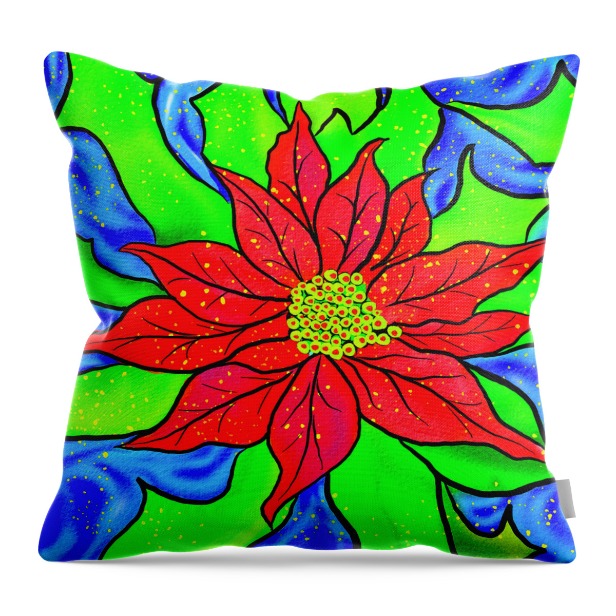 Red Poinsettia Throw Pillow featuring the digital art Red Poinsettia stylized art by Tatiana Travelways