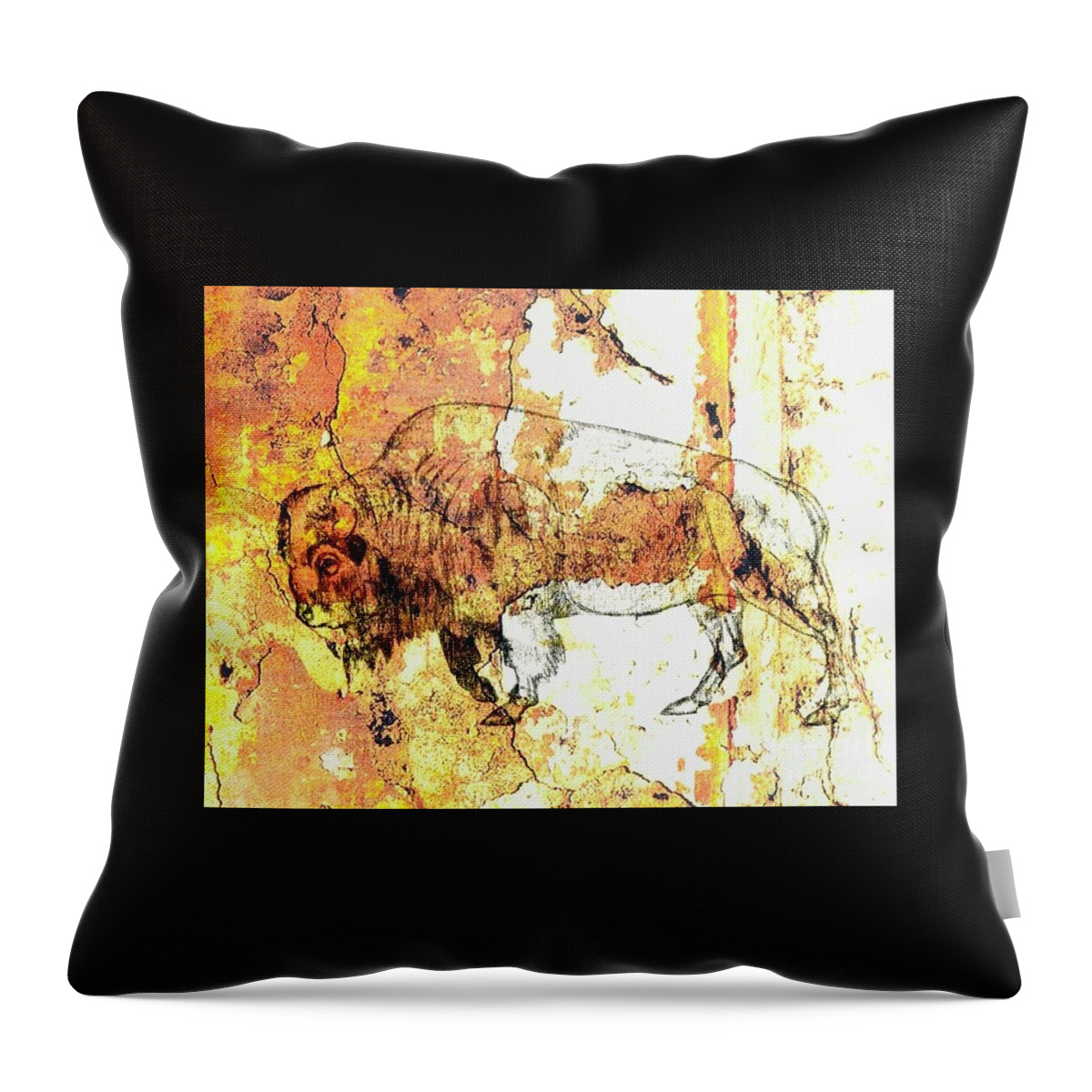 Bison Throw Pillow featuring the photograph Red Rock Bison by Larry Campbell