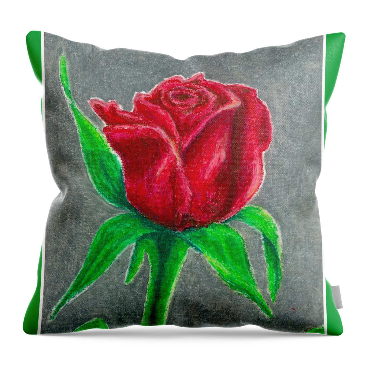 Rose Throw Pillow featuring the pastel Red Rose 1 by Katrina Gunn