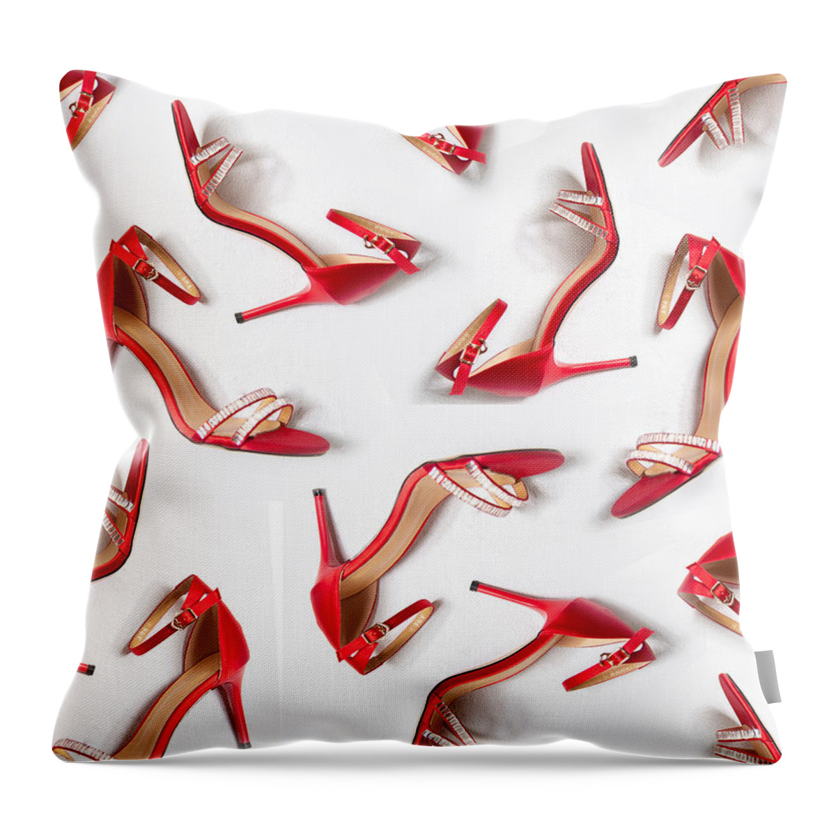 Face Mask Throw Pillow featuring the digital art Red Shoes Diaries Face Mask by Theresa Tahara