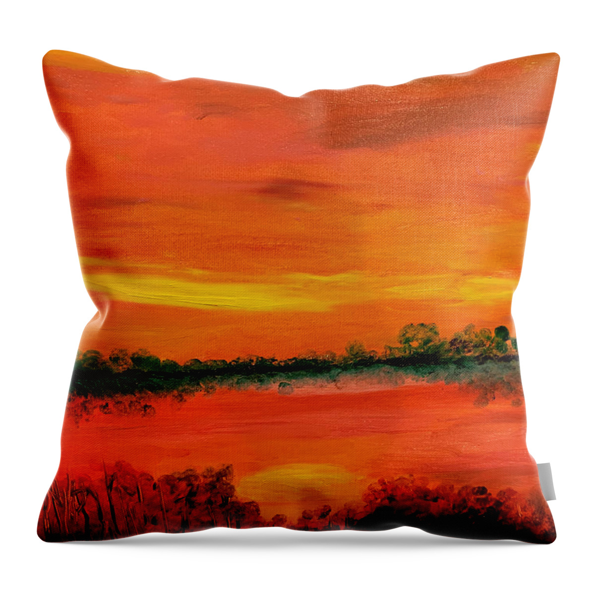 Sunset Throw Pillow featuring the painting Red Sky by Susan Grunin