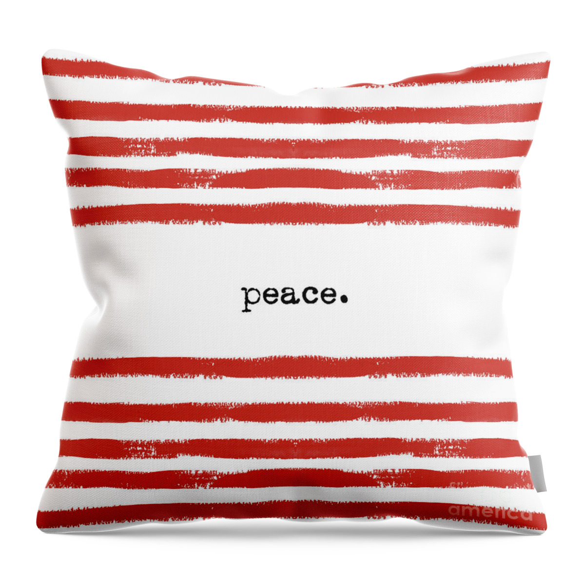 Christmas Throw Pillow featuring the digital art red stripes Peace by Sylvia Cook