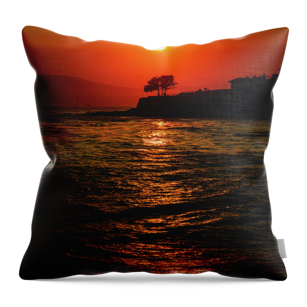 Sunset Throw Pillow featuring the photograph Red Sunset Pismo Beach by Vivian Krug Cotton