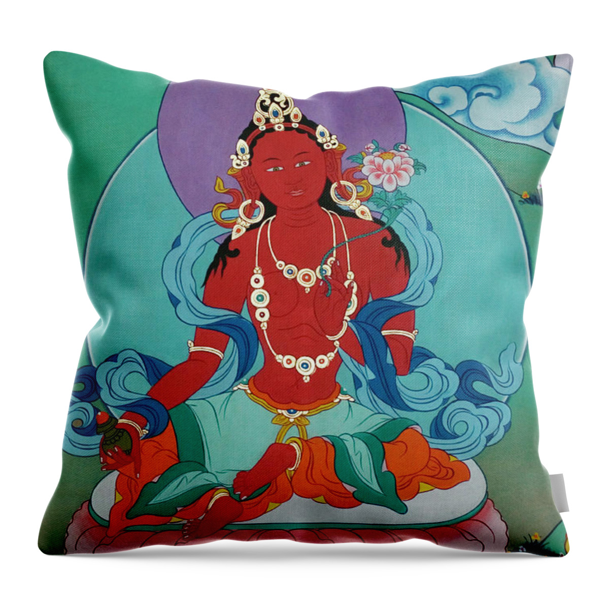 Art Throw Pillow featuring the photograph Red Tara - Kham, Eastern Tibet by Craig Lovell