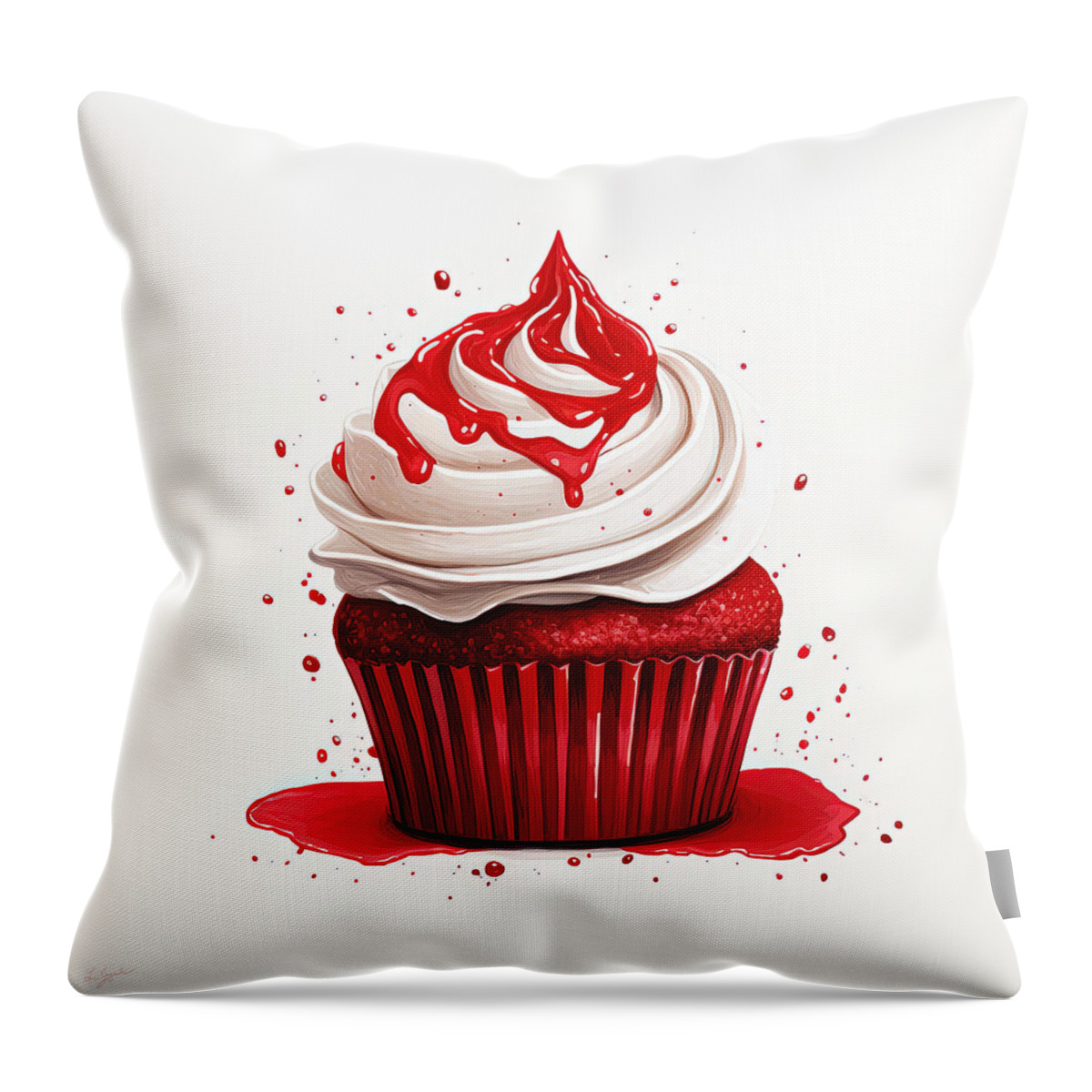 Colorful Cupcake Artwork Throw Pillow featuring the digital art Red Velvet by Lourry Legarde