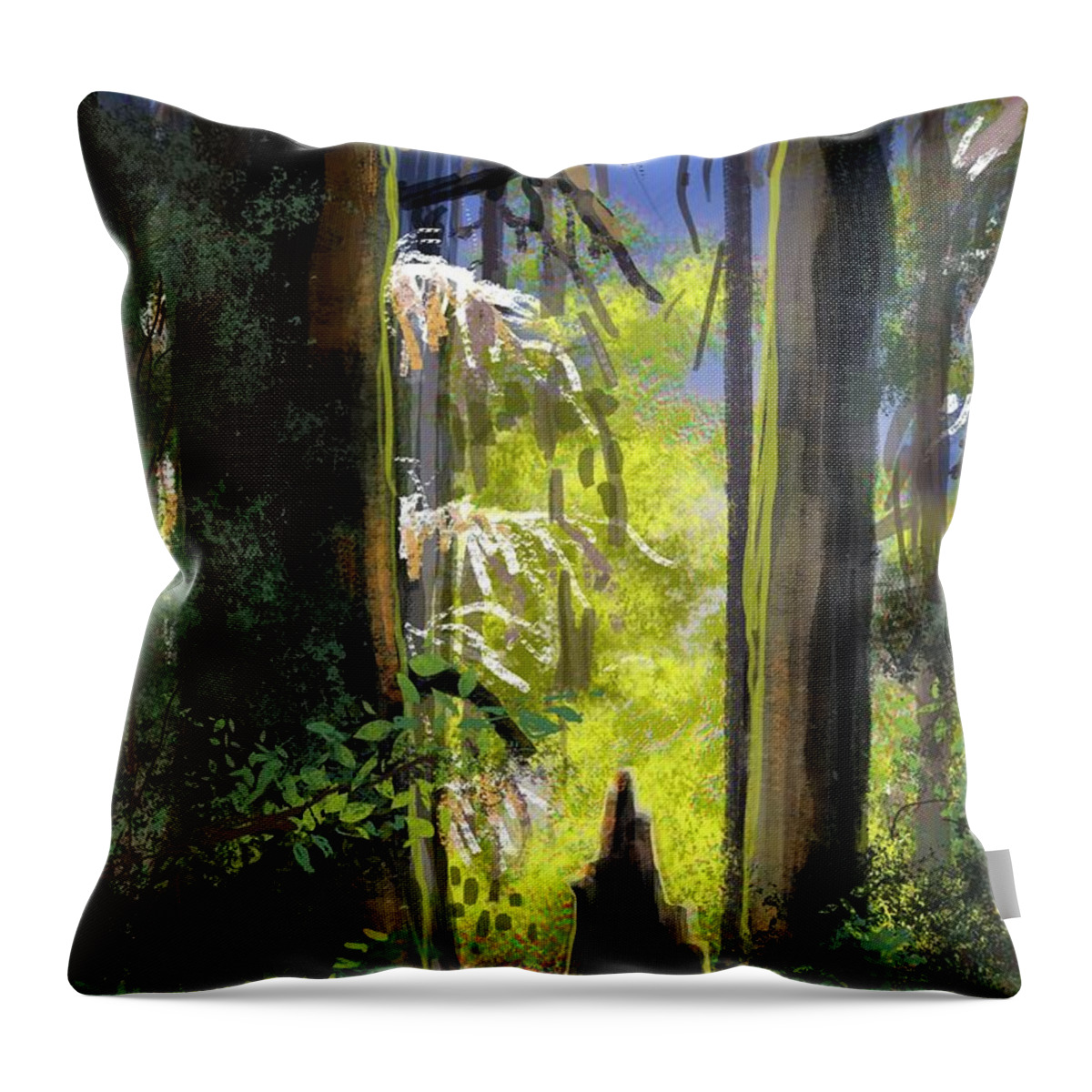 Redwoods Throw Pillow featuring the digital art Redwoods by Don Morgan