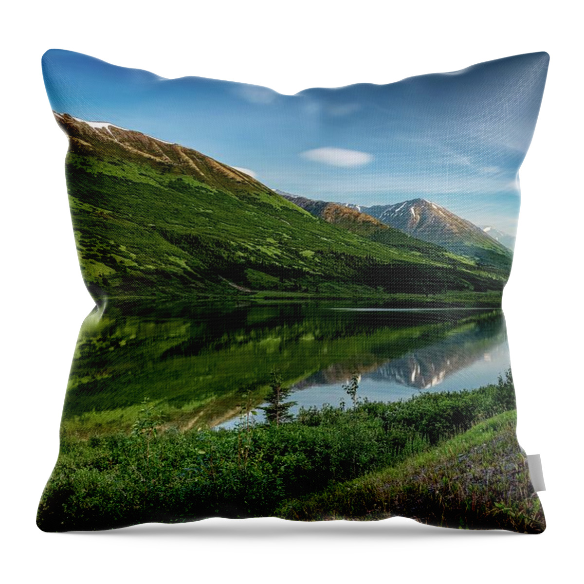 Alaska Throw Pillow featuring the photograph Reflected Mountains by David Downs
