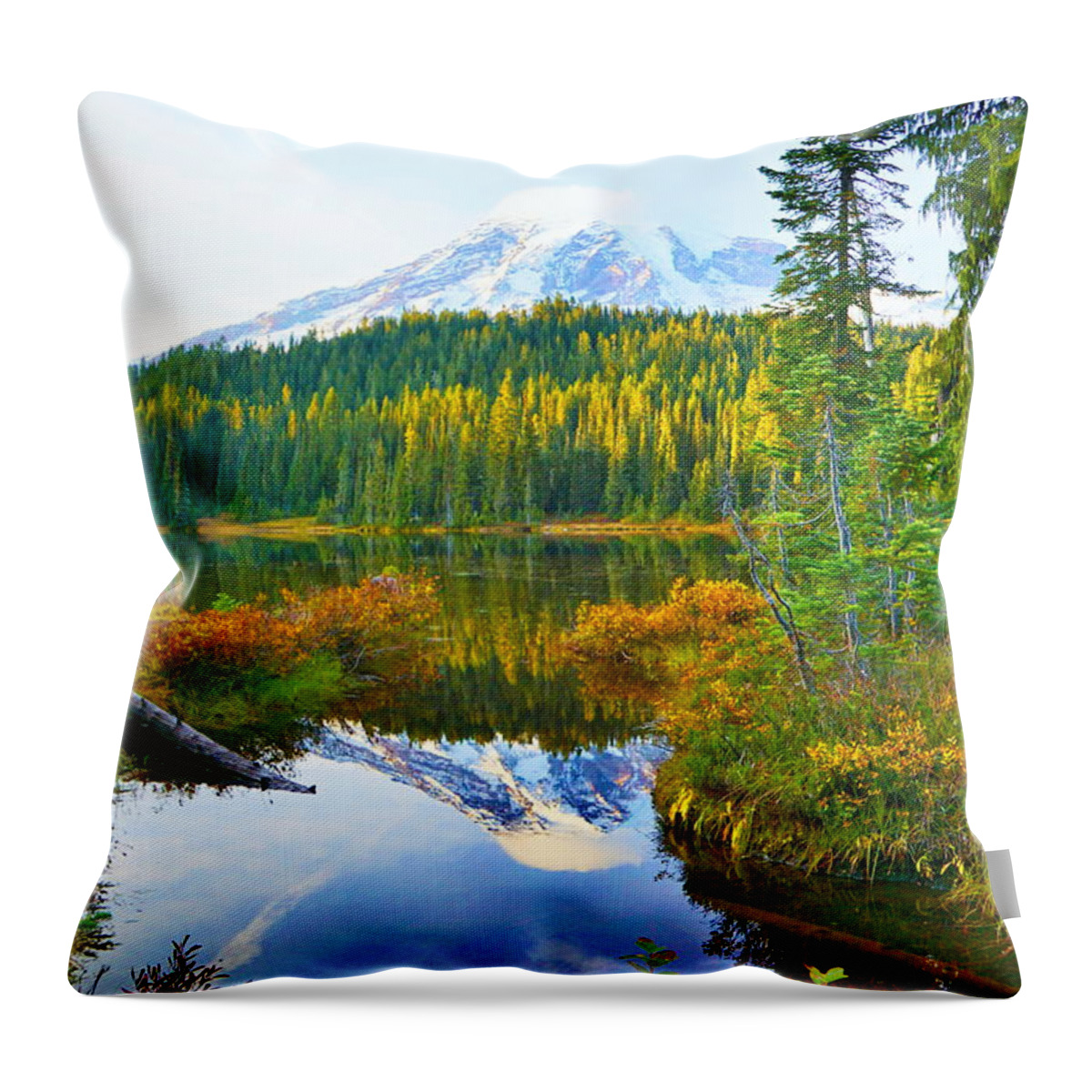 Landscape Throw Pillow featuring the photograph Reflection Lake by Bill TALICH