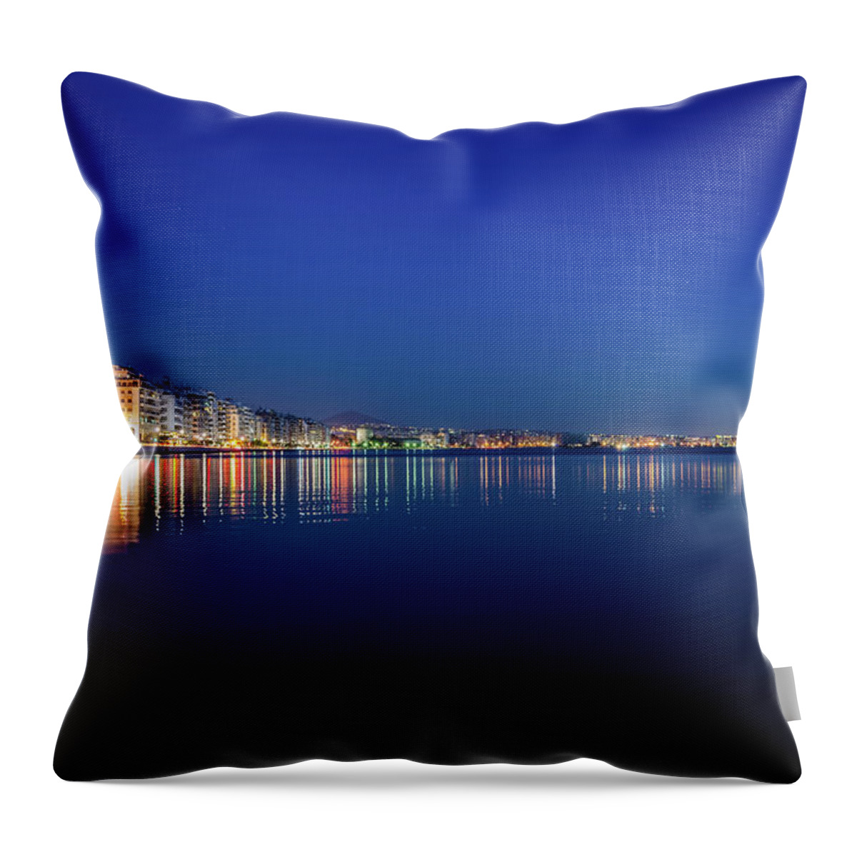 Thessaloniki Throw Pillow featuring the photograph Reflection of Thessaloniki city centre by Alexios Ntounas
