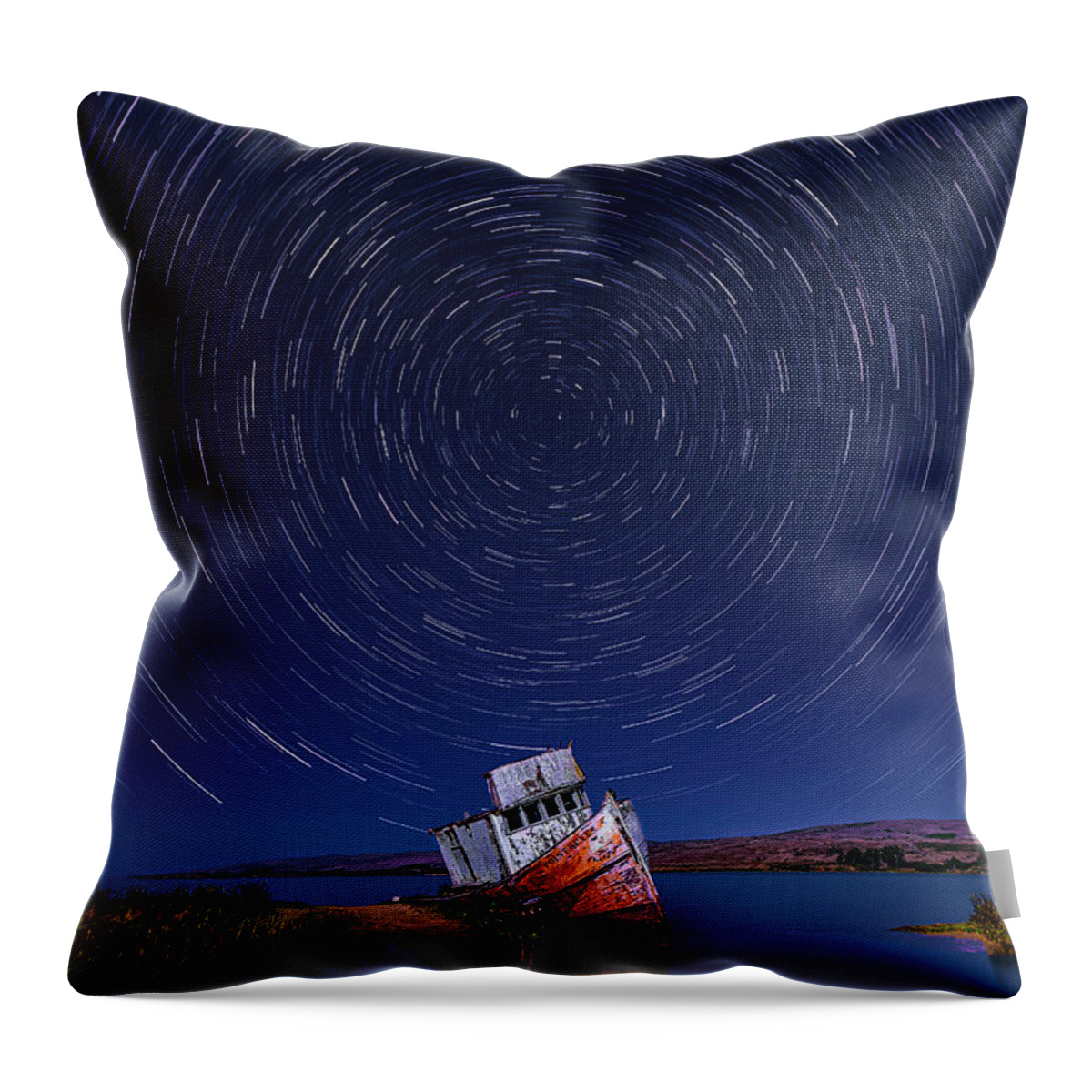 Astro Photography Throw Pillow featuring the photograph Reflections and Star Trails by Don Hoekwater Photography